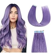 Sunya Tape in Hair Extensions Human Hair #Rose Purple Human Hair Tape in Extensions 16 Inch Strai...