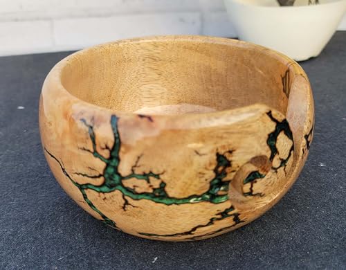 Image of Large Yarn Bowl for Knitting, Lichtenberg Wooden Yarn Storage Bowl, Handmade Yarn Bowl Holder, Knitting Wool Stroage Bowl (Large)