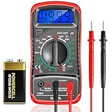 Xahpower Multimetro Digitale, Amperometro, Voltmetro, Tester Elettricista Tensione CA CC, Corrente CC, Resistenza, Continuità, Diodi, Display LCD e Retroilluminazione