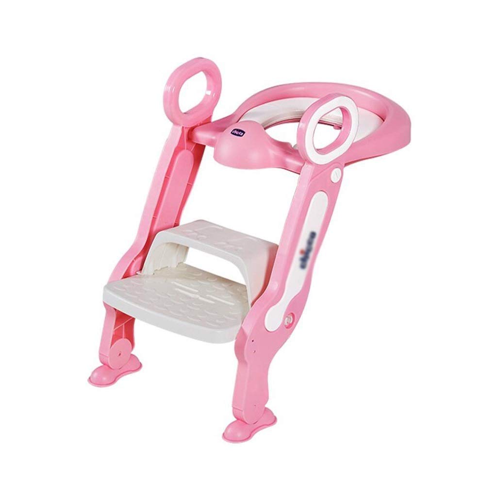 Riduttore WC Bambini, Ergonomia Anti Scivolo Potty Assistant Assistant con Coprisedile per WC Regolabile Pieghevole Sgabello per Bambino Unisex Toilet Trainer (Colore : Rosa)