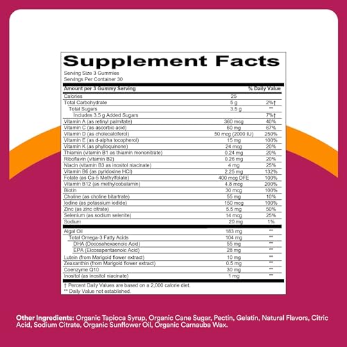 SmartyPants Women’s Plus 50+ Multi & Omegas Multivitamin Gummies with Omega 3 DHA/EPA, Methylfolate, CoQ10, Vitamin D3, C, B12, B6, A, K, Biotin, Two Fruit Flavors, 90 Count (30 Day Supply) - image 6