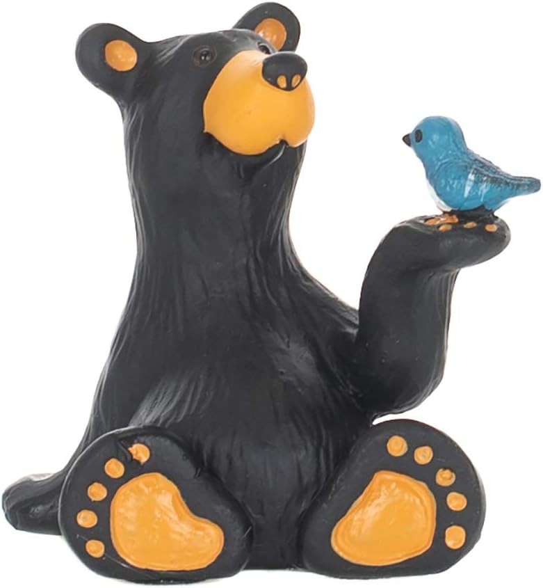 Minnie Bear With Bird Mini Midnight Black 3 x 2 Resin Stone Collectible Figurine