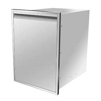 Pull Out Trash Drawer, 20W x 27H x 24D Stainless Steel Built-in Single Trash Drawer Outdoor Kitchen Cabinets Trash Bin for BBQ Island Grill Station