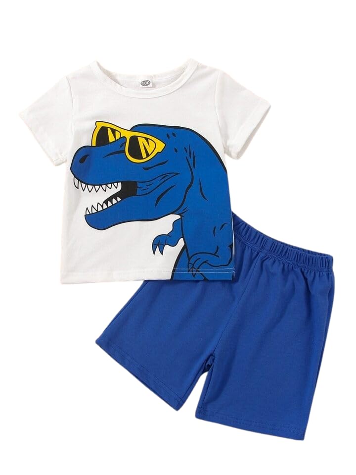 Googogaaga Boy’s Cotton Printed White T-Shirt with Shorts Baby Boys Clothing Set