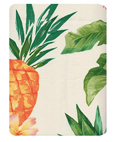 Newbridge Hawaii Tropical Pineapple Print Vinyl Flannel Backed Tablecloth, Shabby Chic Palm And Pineapple Motif Waterproof Patio, Bbq, Indoor Outdoor Tablecloth Tablecloth, 70 Inch Round #TOP3