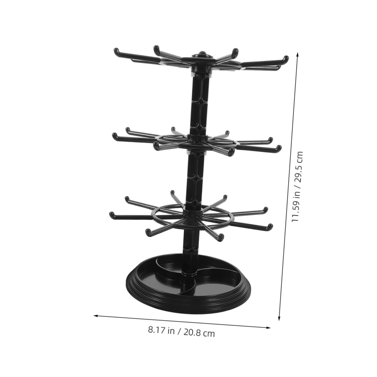 BESPORTBLE Jewelry Keychain Holder Stand Rotating 360° Display Rack Space-saving 3 Tier Storage for Home Decor