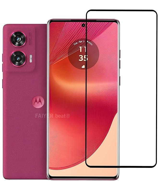Image of Tempered Glass Screen Protector Compatible For Motorola Edge 50 (3D UV) with Edge-to-Edge Protector and with Easy Installation Kit