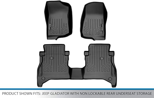 Miniatura 5 de SMARTLINER Juego de alfombrillas de suelo de ajuste personalizado, 2 filas, color negro, compatibles con Jeep Gladiator 2020-2023 con almacenamiento