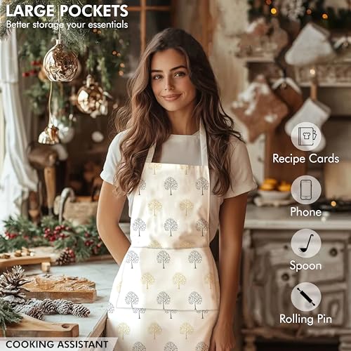 Image of Yaanthiv's Printed Cotton Kitchen Aprons | Unisex Aprons for Men and Women perfect for Home Kitchen, Restaurant, Coffee house, Cooking, Bar, Salon | Washable | Large Storage Pocket | Set of 2