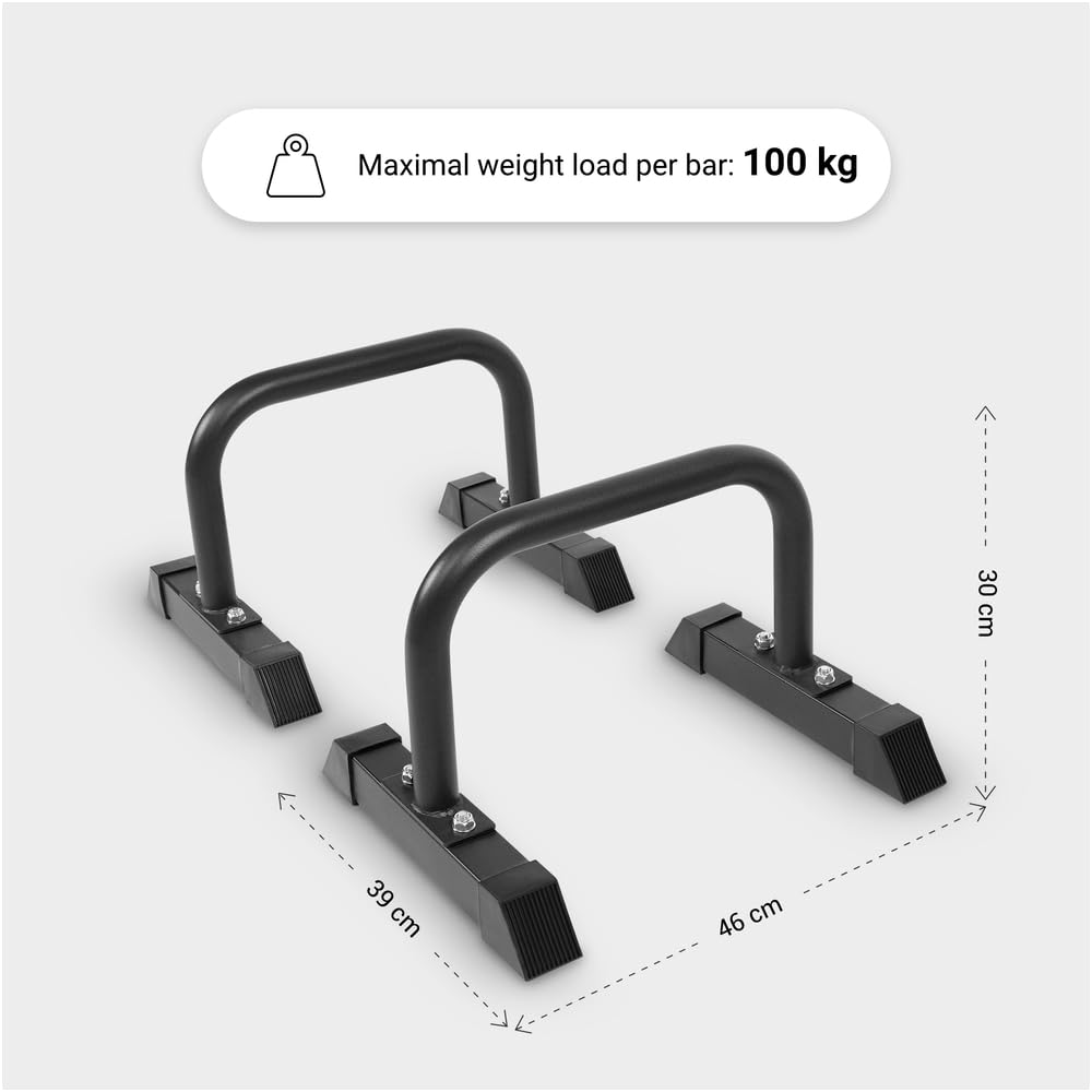 Gorilla Sports® Barres de Pompes - Paire, Charge Max 200kg, Antidérapante, Acier, Noir/Bleu/Rouge - Poignées de Pompe, Fitness Parallettes, Barres Parallèles, Calisthenics, Push Up Bars, Musculation
