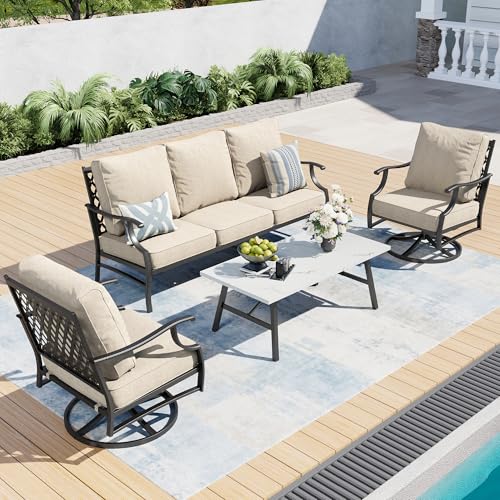 SUNSHINE VALLEY Patio Furniture Set, 4 Piece Modern Metal...