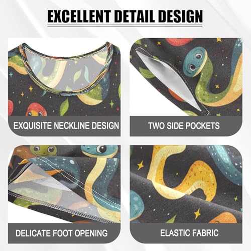 Pajama Sets Short Sleeve Cute Snake Cartoon Pattern Soft Cotton Summer Sleepwear 2 Piece PJS Size 5-14T3