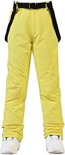 Pantalones de esquí para mujeres y hombres, deportes de nieve de invierno, pantalones de snowboard cálidos para exteriores, pantalones de babero, color amarillo, XL