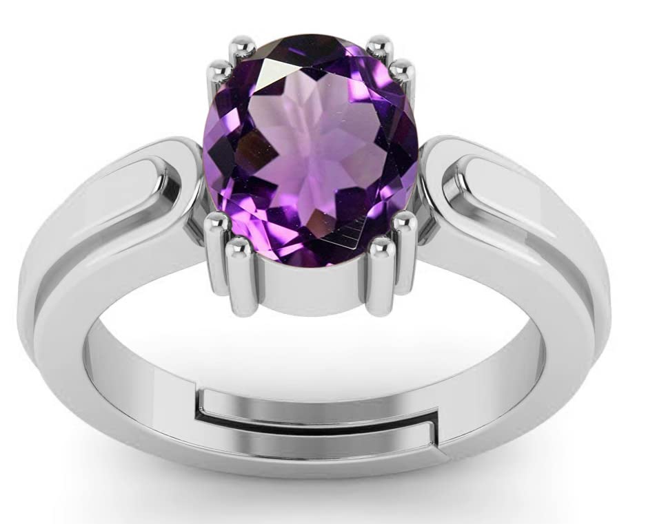 Bague améthyste homme femme 5,25 carats en plaqué argent véritable non traitée