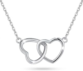 Interlock Heart Silver Pendant Necklace Dainty Infinity Eternity Love Choker Necklaces Cute Initial Heart Adjustable Chain Necklace Clavicle Chain Girlfriend