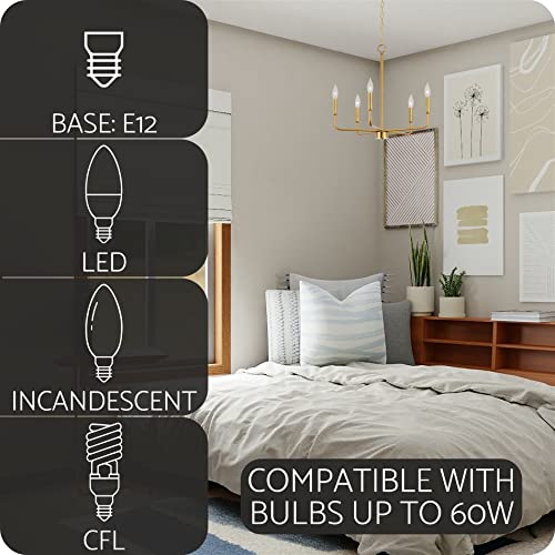 Kira Home Camille 21.5" 5-Light Modern Chandelier, Adjustable Hanging Height, Warm Brass Finish #TOP5