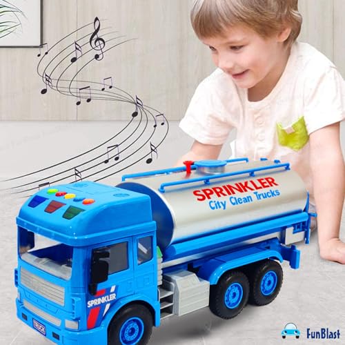 Image of FunBlast City Tanker Truck Toy - Pull Back Big Size Truck for Kids, Friction Power Toy Trucks for 3+ Years Old Boys and Girls, Light & Sound Toy for Kids with 6 Wheels (Multicolor)
