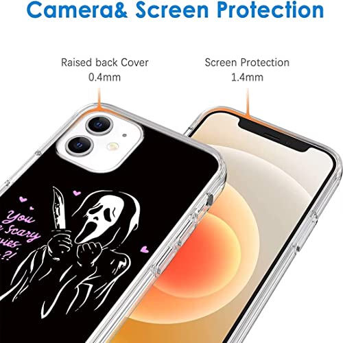 Alphascs Phone Case Compatible With Iphone 11 (6.1) Ghost Horror Face Scream You Like Scary Too Halloween Silicone Pure Clear Shockproof Phone Protective Cover #TOP4