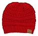 Funky Junque Skull Cap Beanie for Women – Womens Winter Hat Slouchy Style, Warm Soft Unisex Knit Hats, Trendy Beanies for Ladies, Mens Toboggan Cold Weather - Red