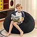 HABUTWAY 2FT Bean Bag Chair, 2' Beanbags Small Bean Bag Chairs with Filling, Teardrop Bean Bag Chair Luxurious Velvet Ultra Soft Fur with Removable Cover (Black)