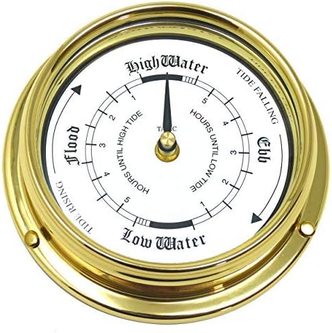 Tabic Tide Clock Traditional TideClock Heavy Lacquered Brass (1/2kg) Classic Nautical Clock Gift Tidal Fishing Coastal Clock Handmade in England.