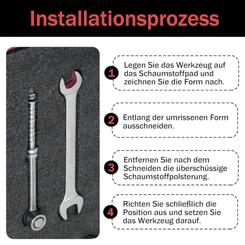 CAAGGMM Werkzeugkisten Schaumstoff, 4 Stück 40 x 30 x 2,5 cm Schaumstoff Zuschnitt, Schaumstoffplatte, HartSchaumstoffe, für Werkzeugaufbewahrung, Anpassung, Schwarzrot