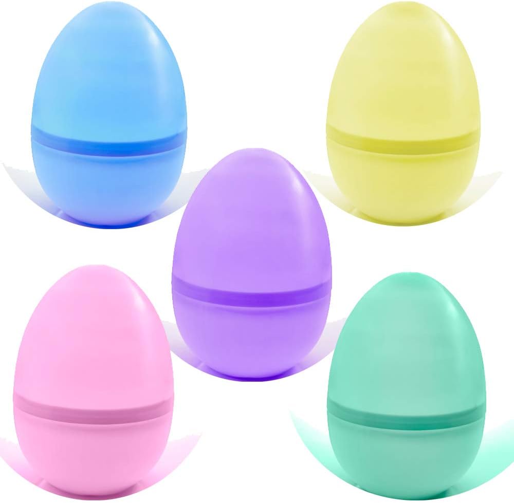 Qty 5 – 11” Tall - LED Lighted Pastel Colored Jumbo Easter Eggs - Battery Operated with Built in Timer