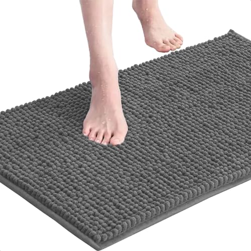 Kit 2 Tapetes de Banheiro Antiderrapante Bolinha Microfibra Macio Cinza 40x60cm