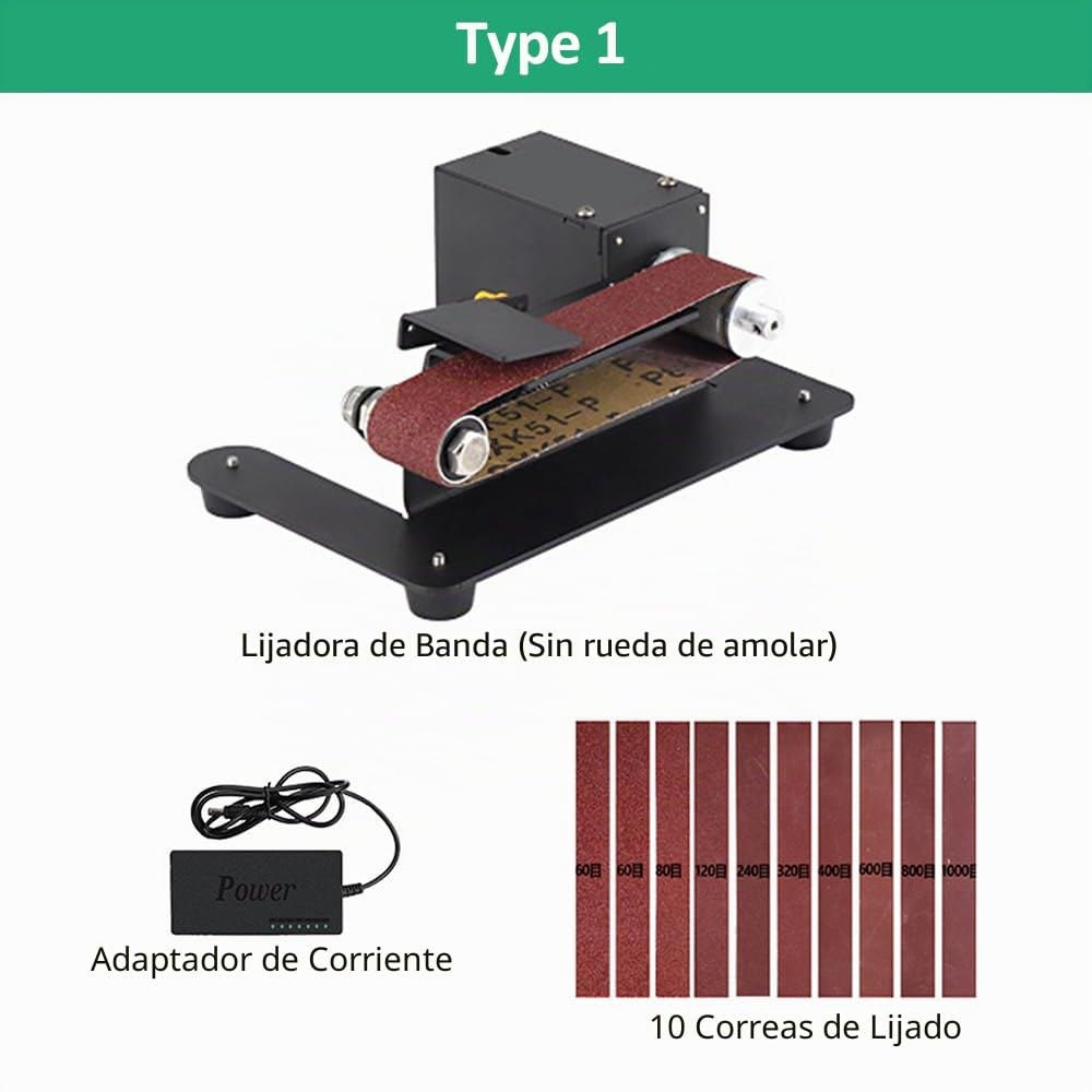 250W Mini Lijadora de Banda Esmeriladora de Banco Eléctrica Lijadora con 7 Velocidades de Control Ajustable Pequeña Amoladora Afiladora Pulidora para Trabajos de Bricolaje