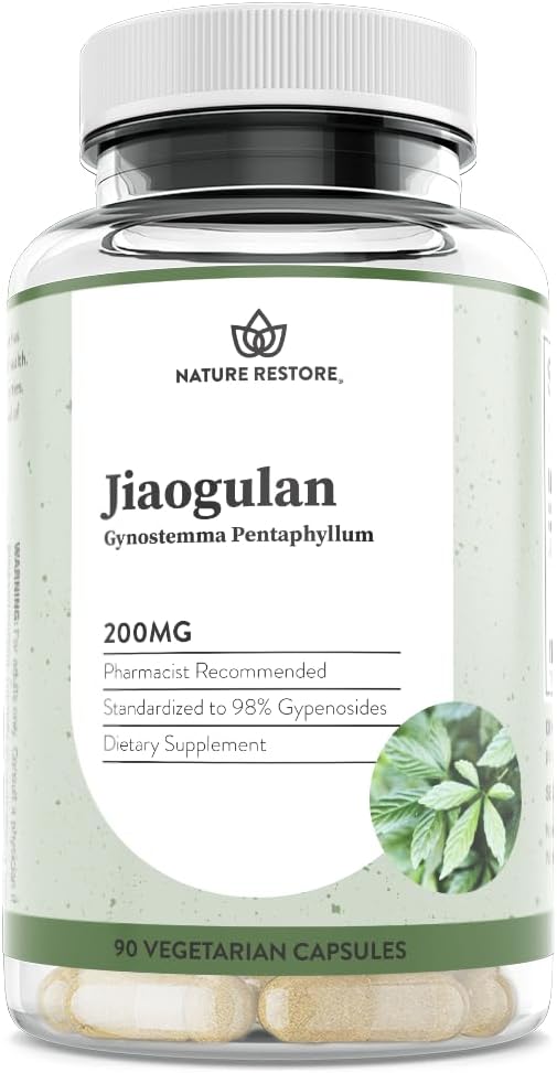 Jiaogulan Extract Supplement, Highest Strength, 98 Percent Gypenosides, Natural AMPK Activator, Non GMO, Gluten Free, 90 Gynostemma Pentaphyllum Capsules, Vegan