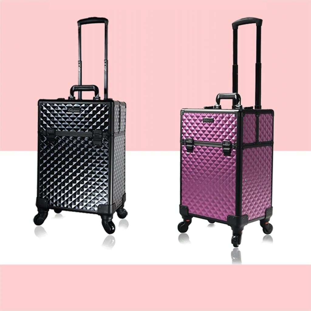 Multifunctional Large-Capacity Wheeled Suitcase, Women's Trolley Cosmetic Case, Travel Cosmetic Bag Trolley Case, 34*24*54cm, Purple
