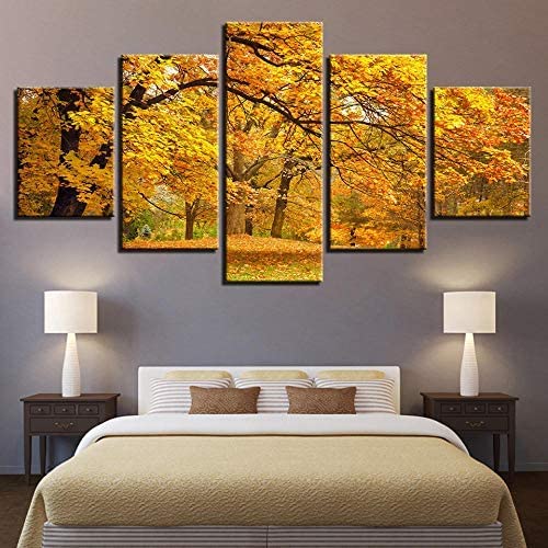 Toile intissée paysage feuilles d'érable tableau xxl pour masquer les grands murs vides