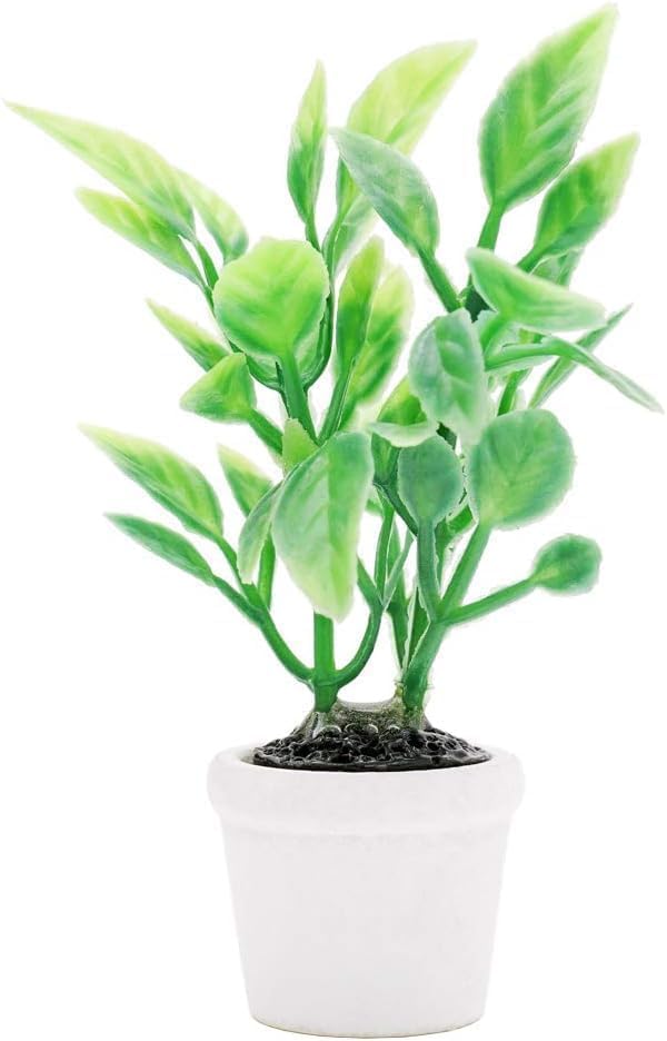 Green Miniature Plants Dollhouse Decoration Accessories, Mini Potted Plant Artificial Tiny Greenery Ornament Miniature Hanging Potted Plant Faux Flower Model Decoration