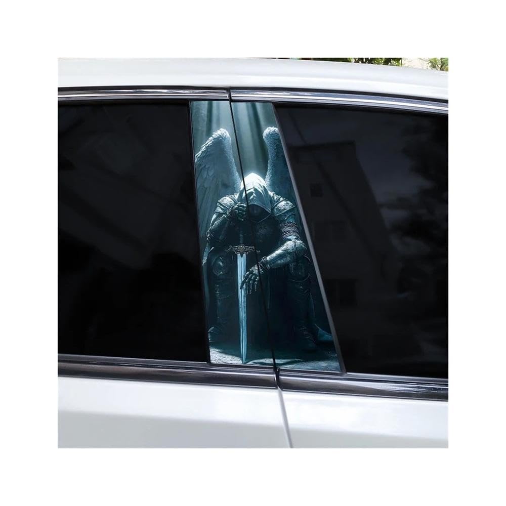 Bertdcx G 2Pcs Knight Car Window Pillar Sticker Diy Vinyl Sticker Car Door Pillar Sticker Auto Parts(G)