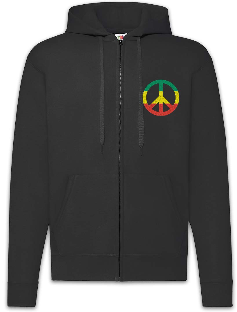 Urban Backwoods Rastafari Peace Sign Felpa da Uomo con Cappuccio Zip Hoodie Zipper