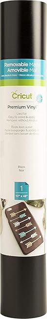 Cricut Removable Vinyl | Black | 1.2 m (4 ft) | Self Adhesive Vinyl Roll | For use with all Cricut Cutting Machines