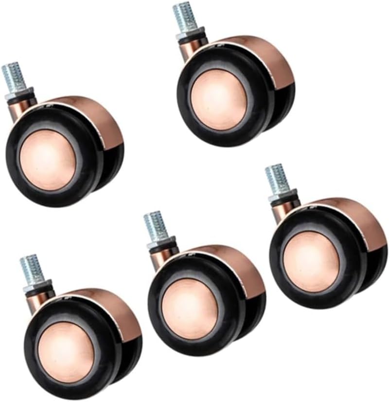 Office Chair Caster Wheels M10 Threaded 2inch Coffee Table Furniture Casters with Brake Replacement Swivel Castor Set of 5(Gold,5*Swivel)