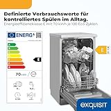 Exquisit Geschirrspüler | 9 Maßgedecke, Energieklasse E, 49 dB Geräusch | 7 Programme, Extra-Trocknung, Startzeitverzögerung, Vorspülen, Power+, Wasserschutz, Geschirrkorb | GSP59309-030E silber