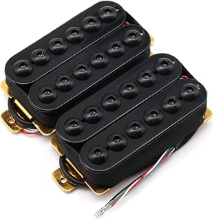 High Output Ceramic Humbucker Pickups - Invader Style Neck & Bridge Pickups for Electric Guitar, Metal/Rock Upgrade with Powerful Crunch & Sustain (Black)