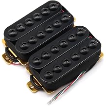 High Output Ceramic Humbucker Pickups - Invader Style Neck & Bridge Pickups for Electric Guitar, Metal/Rock Upgrade with Powerful Crunch & Sustain Black