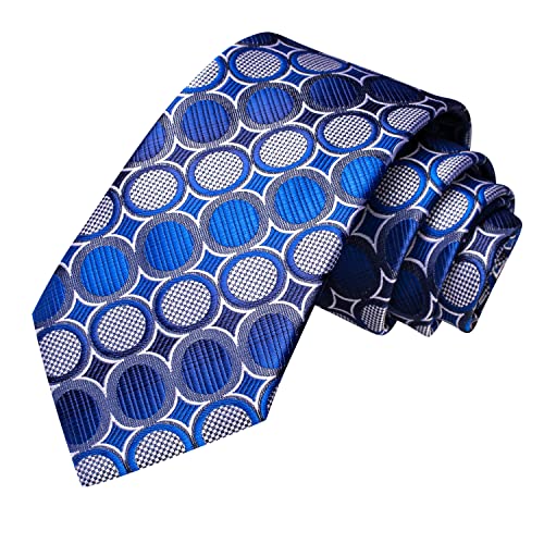Image of Hi-Tie Silk Ties for Men Plaid Paisley Striped Necktie Pocket Square Cufflinks Set Formal Business