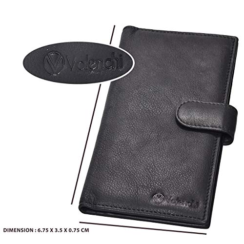 Valenchi-Leather Rfid Checkbook Cover For Men And Women-Duplicate Checks Rfid Card Standard Register With Pen Inserts (Black Nappa) #TOP3
