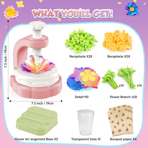 Haozozo Bastelset Kinder ab 4 5 6 7 8 9 10 Jahre, Basteln Mädchen 8 4 5 6 7 9 10 Jahre, DIY MädchenSpielzeug Stoff Blumen Bastel Set, Weihnachts und Geburtstags Geschenk Mädchen 4 5 6 7 8 Jahre