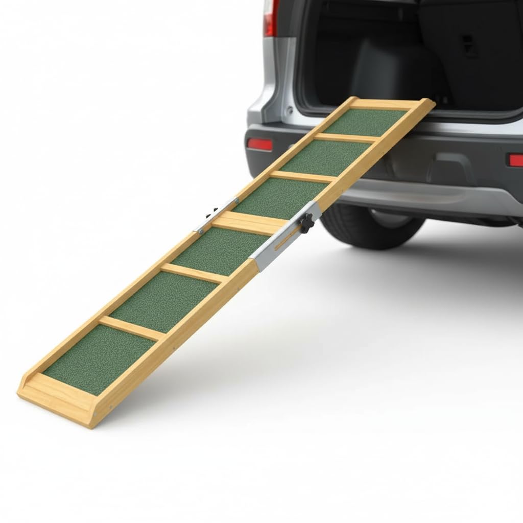 Mucola Hunderampe Autorampe klappbar Einstiegshilfe für Hunde – Tragbare Haustierrampe 155x40cm bis 90kg belastbar | rutschfeste Oberfläche, leicht zusammenklappbar für Auto SUV Kofferraum