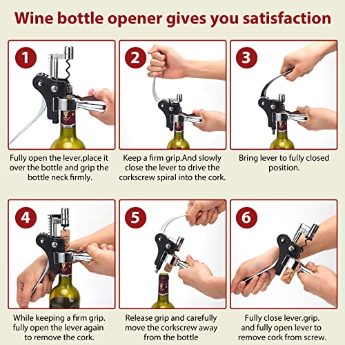 Wine Opener, Rabbit Corkscrew with Elegant Wooden Box, Premium 9-Piece Set, Includes Wine Stopper, Foil Cutter, Bottle Stopper, Easy Cork Removal, Great Gift for Wine Lovers, Sliver - Image 5
