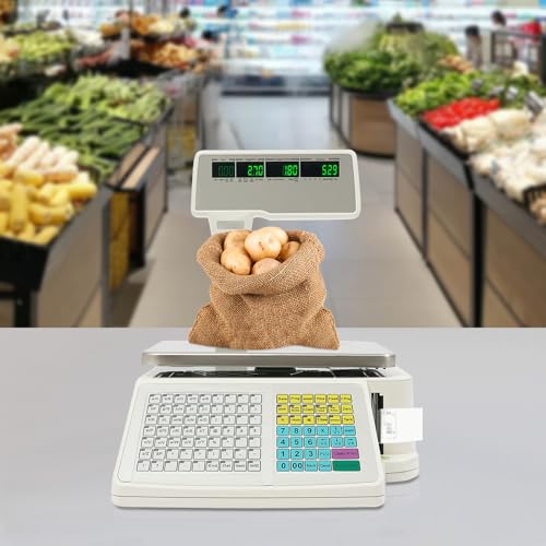 Báscula electrónica comercial con impresora térmica y pantalla LED miniatura 6