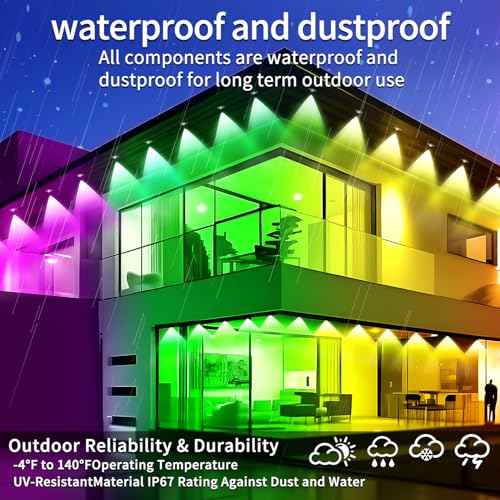 Yocrostar 100FT Permanent Outdoor Lights Waterproof Smart LED RGB Light with App/Remote Control, Music Sync & DIY Scenes, Permanent Christmas Lights for House Roof, Parties & Daily Decor by Yocrostar - Image 4