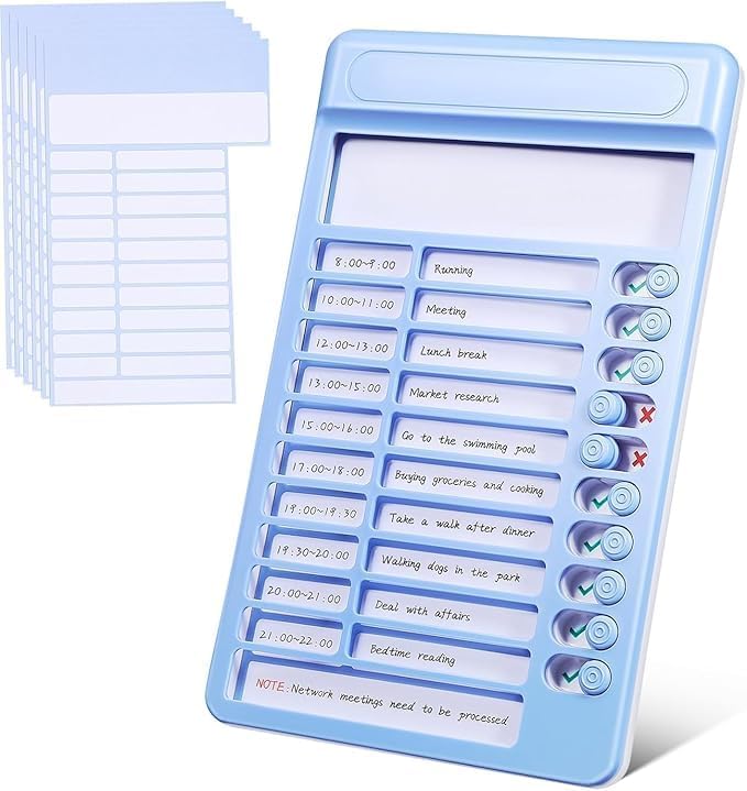 Worshiper Portable Self-Discipline Chores Chart Daily Checklist Board with 15 Pcs Blank Paper Sliding Morning Routine Chart | Planning Boards Reminder Chart for Home School Office (‎Habit Tracker - Blue)-image-12