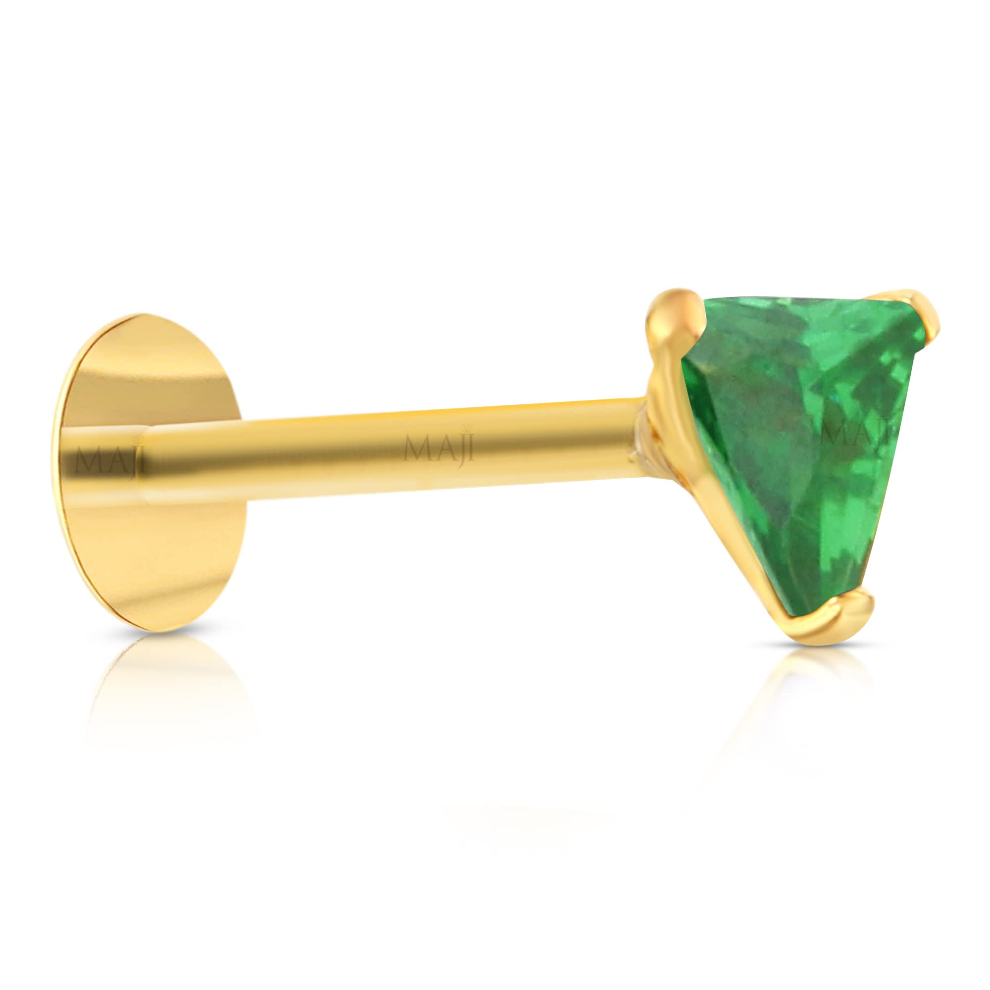 MAJI by GEHLOT Traingle Shape Diamond | Pure Gold | Nose Pins Studs For Women And Girl - Green (B09VGP7M6L) Amazon Price History, Amazon Price Tracker