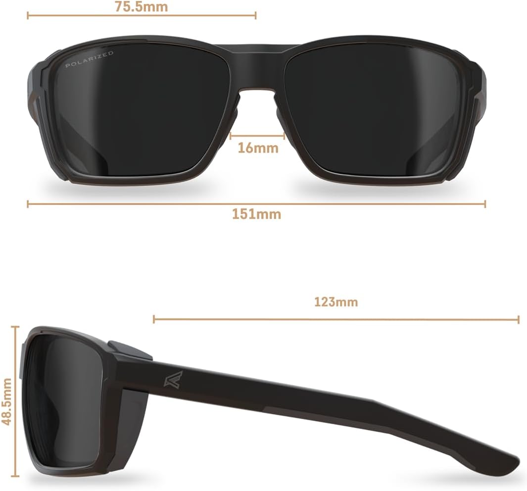EDGE Whitikar Safety Glasses With Removable Side Shields, Tinted Polarized Z87 Men's Sunglasses, Scratch Resistant Lenses